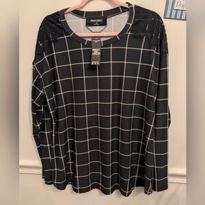 Inner Circle Lace Detail Long Sleeve Blouse Size 1X New